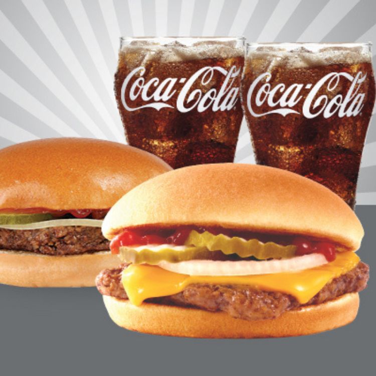 1 buah Beef Burger + 1 buah Cheese Burger + 2 buah Coca Cola by Wendy's